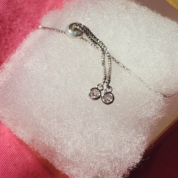 Silver Setting, Pink Blue Black & Crystal Sparkly Gemstones, Pulley Closure - Picture 2 of 5